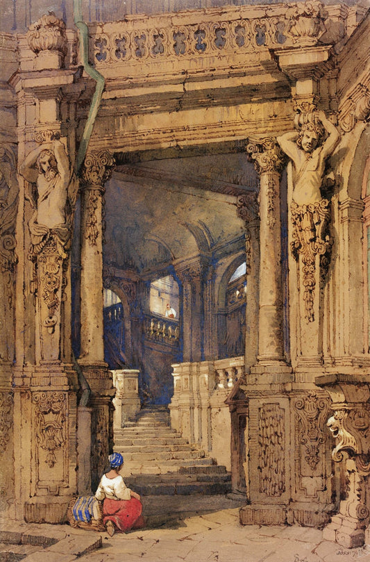 Entrance to the Zwinger, Dresden, vintage artwork by Samuel Prout, 12x8" (A4) Poster