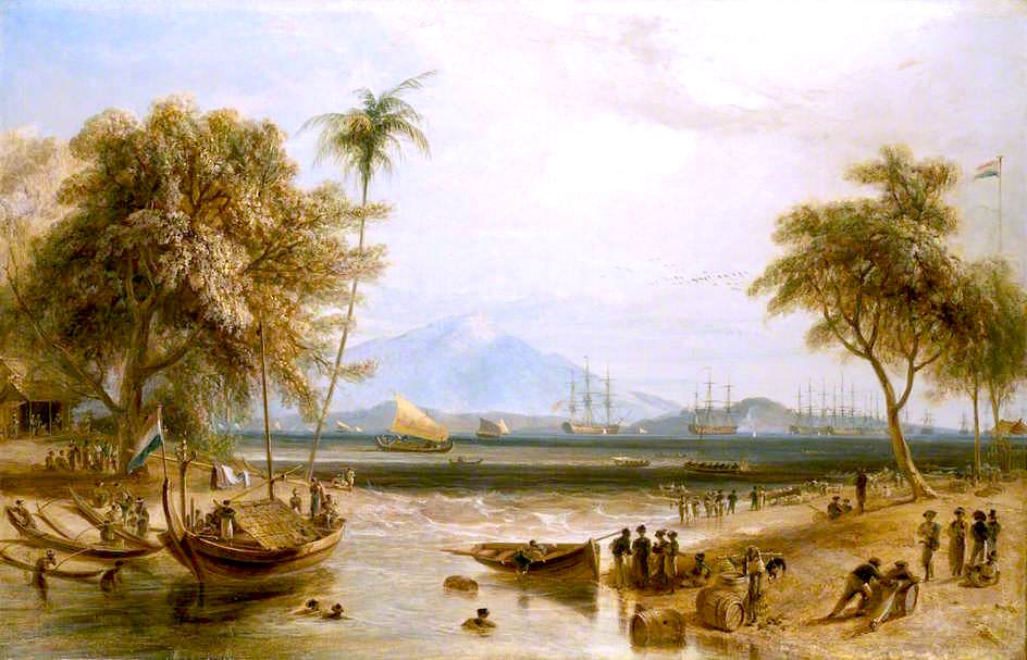 The Watering Place at Anjer Point in the Island of Java, vintage artwork by William Daniell, 12x8" (A4) Poster