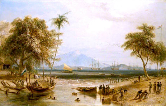 The Watering Place at Anjer Point in the Island of Java, vintage artwork by William Daniell, 12x8" (A4) Poster