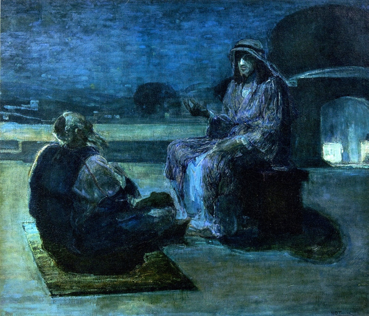 Christ and Nicodemus on a Rooftop by Henry Ossawa Tanner,A3(16x12")Poster
