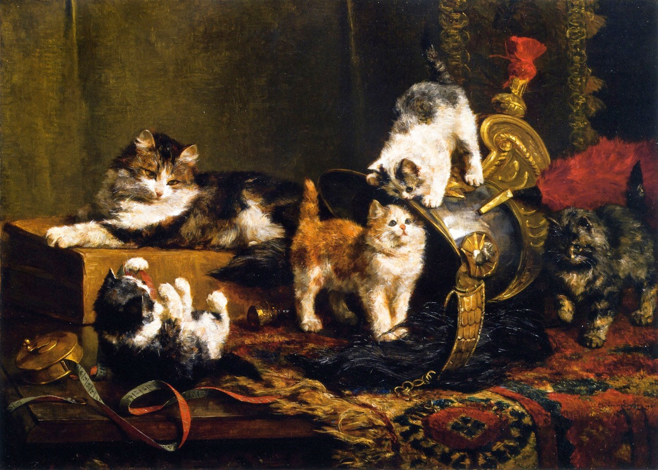 Playful Kittens by Charles van den Eycken,A3(16x12")Poster
