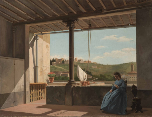 The Terrace, vintage artwork by Silvestro Lega, 12x8" (A4) Poster