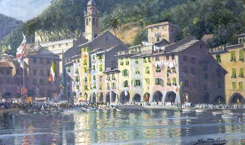 of St George, Portofino by Sigismund Christian Hubert Goetze,A3(16x12")Poster