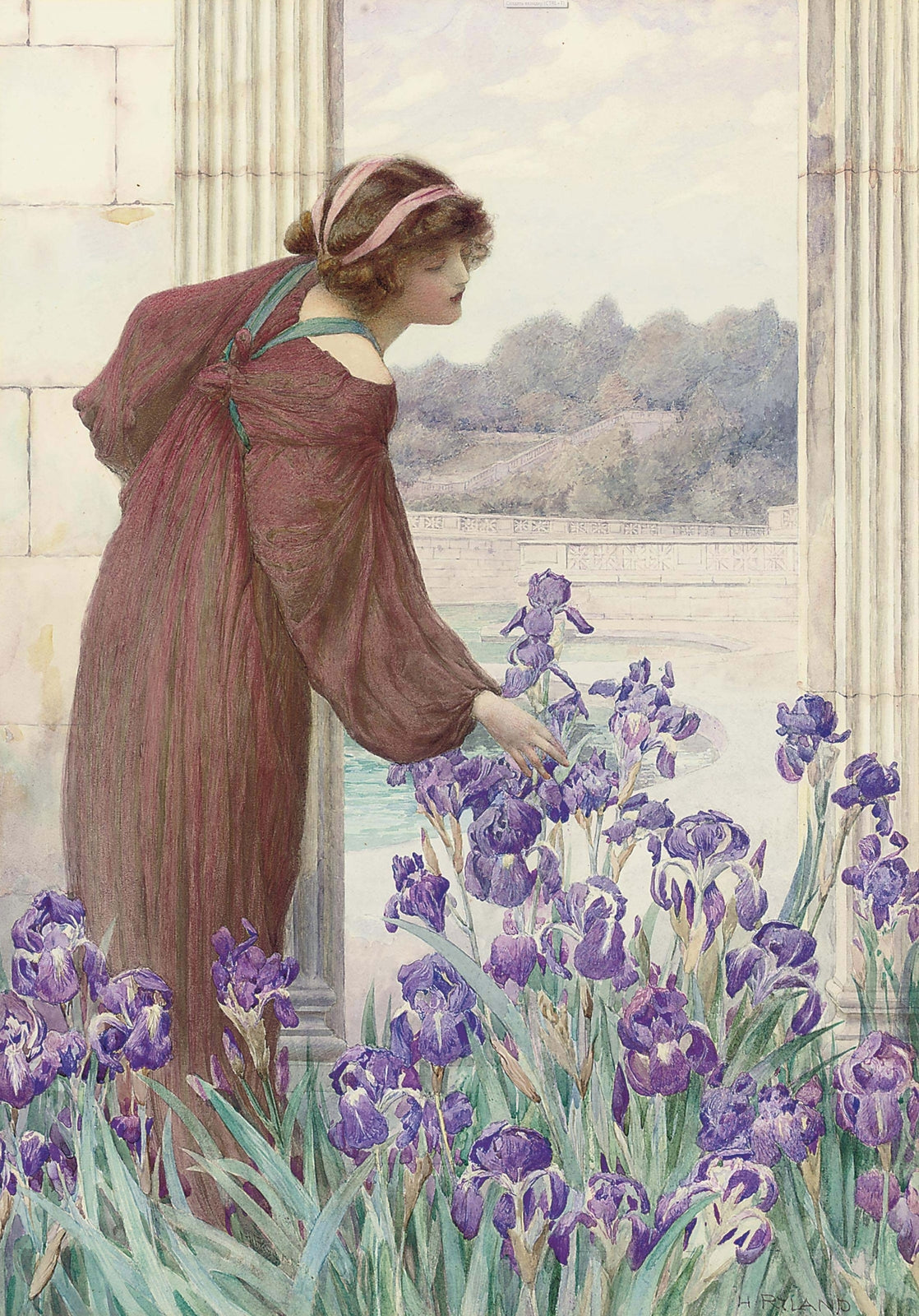 Allegory of Spring, vintage artwork by Henry Ryland, 12x8" (A4) Poster