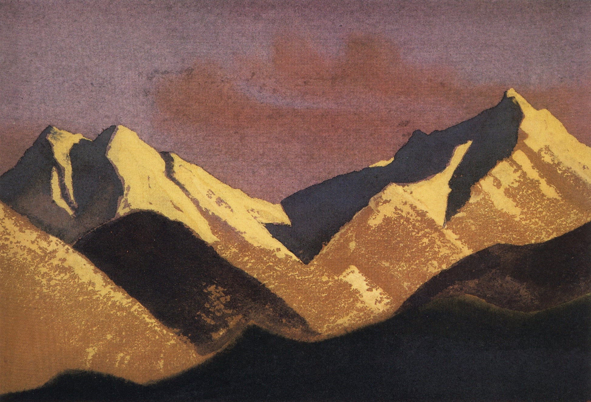 The Himalayas at Sunset, vintage artwork by Nicholas Roerich, 12x8" (A4) Poster
