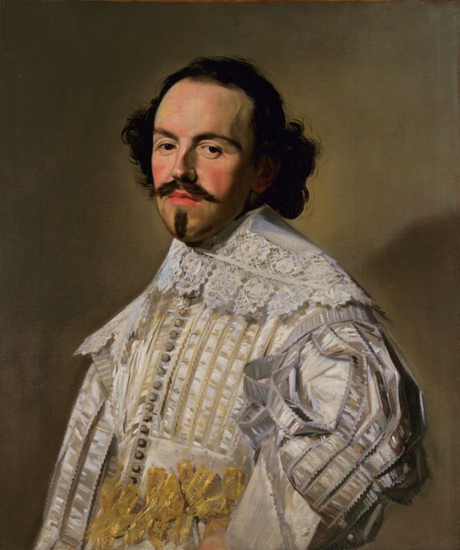 Portrait of a Gentleman in White, vintage artwork by Frans Hals, 12x8" (A4) Poster