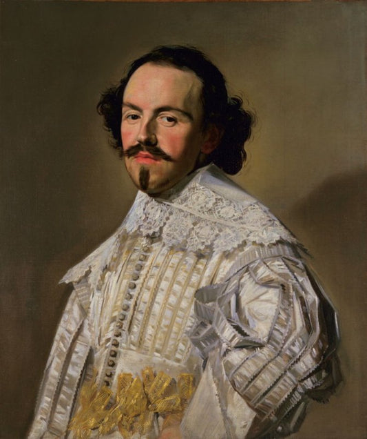 Portrait of a Gentleman in White, vintage artwork by Frans Hals, 12x8" (A4) Poster