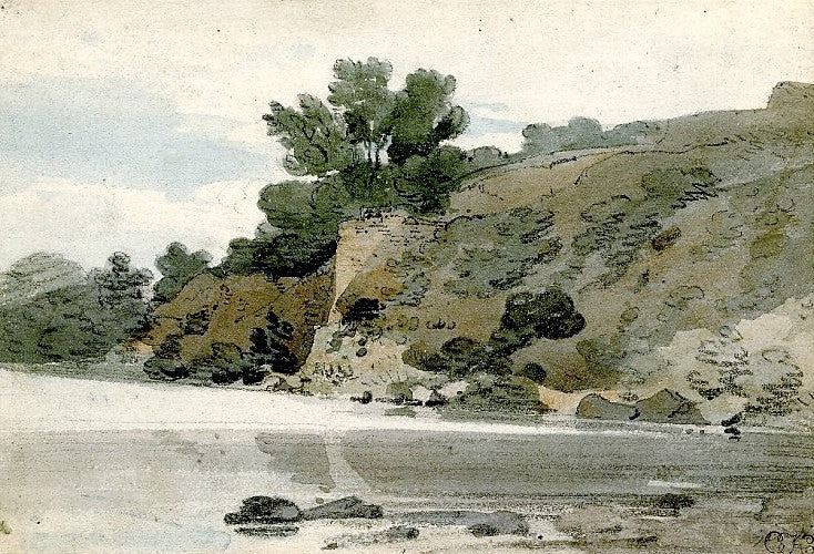 Grimbald Crag, vintage artwork by Thomas Girtin, 12x8" (A4) Poster