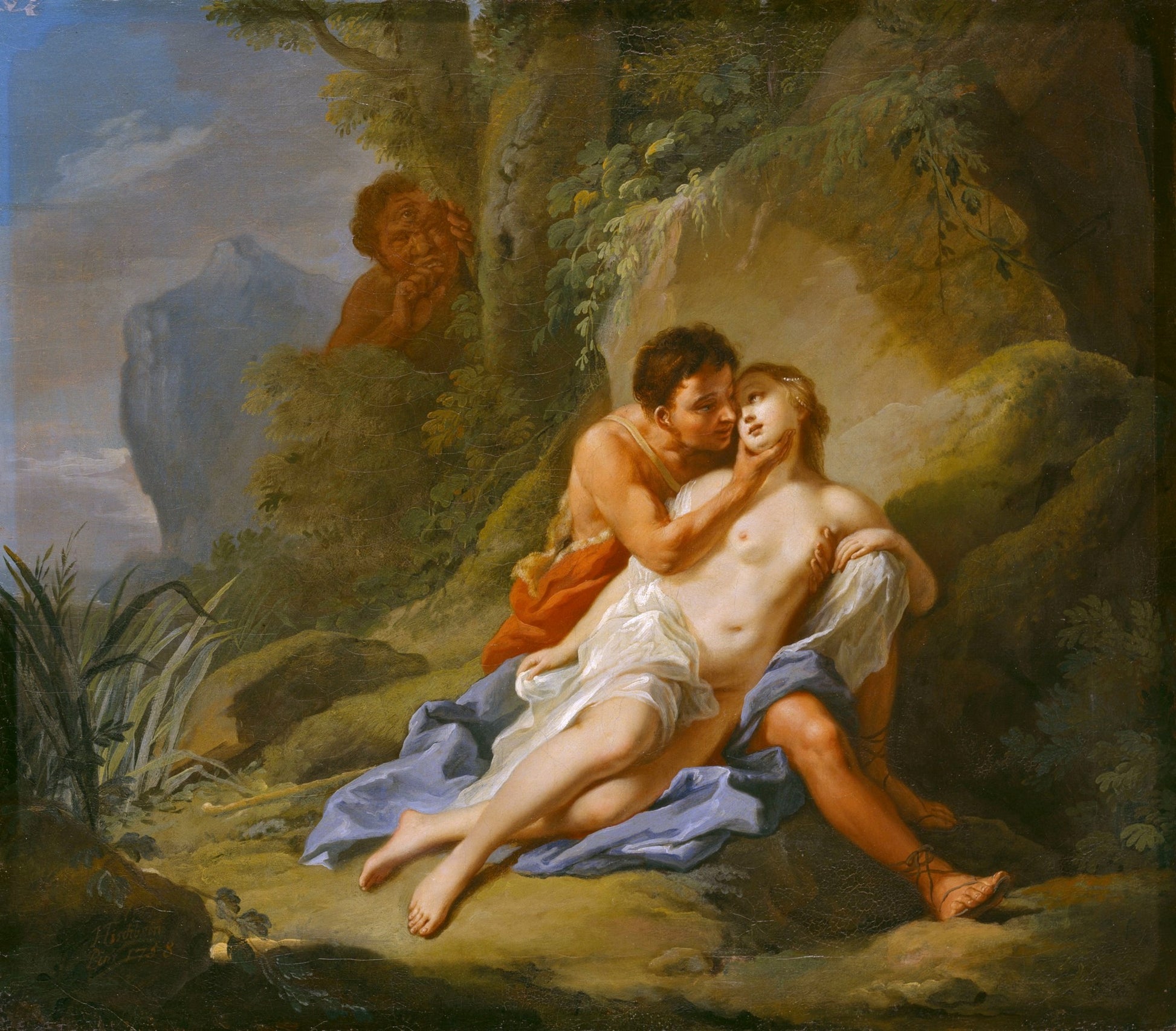 Acis and Galatea, vintage artwork by Johann Heinrich Tischbein the Elder, 12x8" (A4) Poster