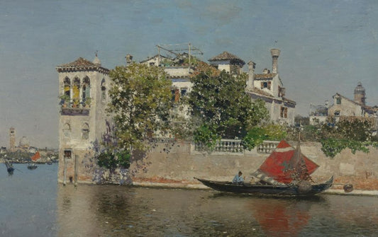 A View of a Venetian Garden, vintage artwork by Martin Rico y Ortega, 12x8" (A4) Poster