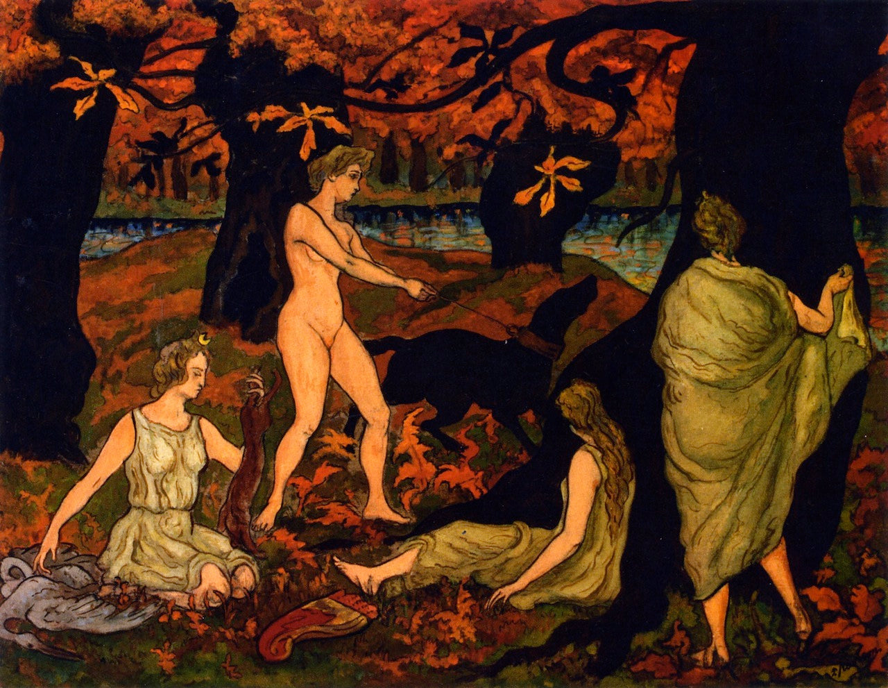 Diana the Huntress near a Lake, vintage artwork by Paul Ranson, 12x8" (A4) Poster