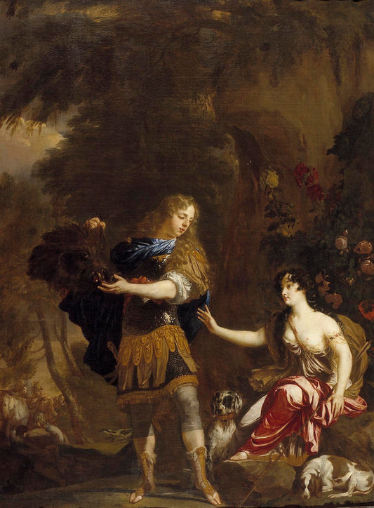 Meleager Presents the head of the Calydonian Boar to Atalanta, vintage artwork by Daniël Mijtens, 12x8" (A4) Poster