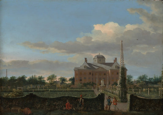 The Huis ten Bosch at The Hague and Its Formal Garden (View from the South), vintage artwork by Jan van der Heyden, 12x8" (A4) Poster