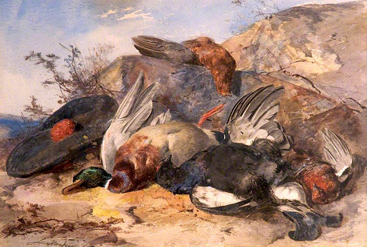 Gaming Birds, vintage artwork by James Hardy, Jr., 12x8" (A4) Poster