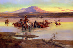 Fording the Horse Herd, vintage artwork by Charles Marion Russell, 12x8" (A4) Poster