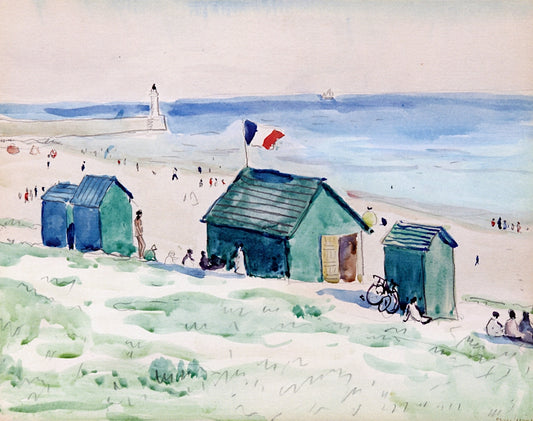 Audierne, Green Cabins, vintage artwork by Albert Marquet, 12x8" (A4) Poster