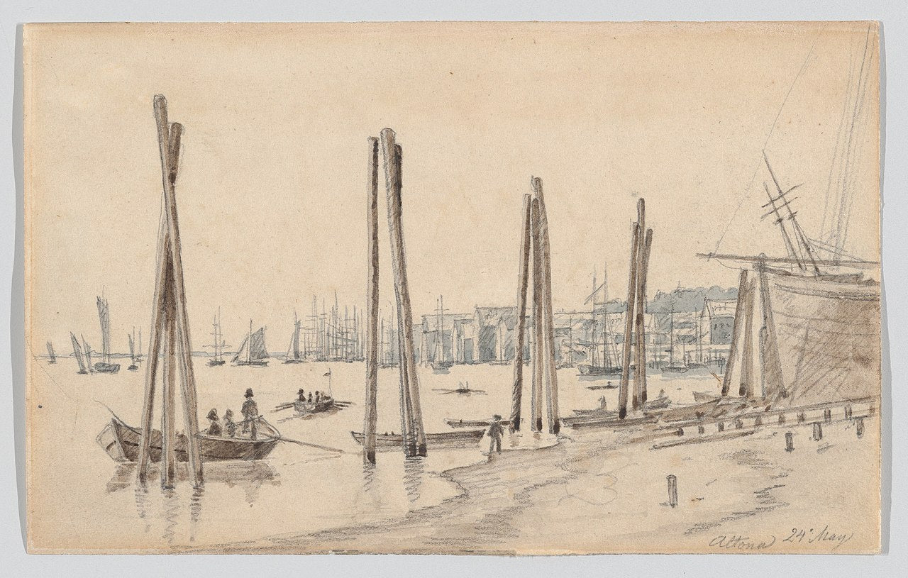 The Coastline of Altona Seen from the East, vintage artwork by Martinus Rørby e, A3 (16x12") Poster Print