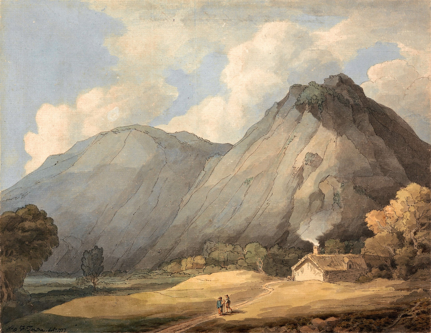 Craig yr Aderyn, near Llanfihangel-y-Pennant, vintage artwork by Francis Towne, 12x8" (A4) Poster