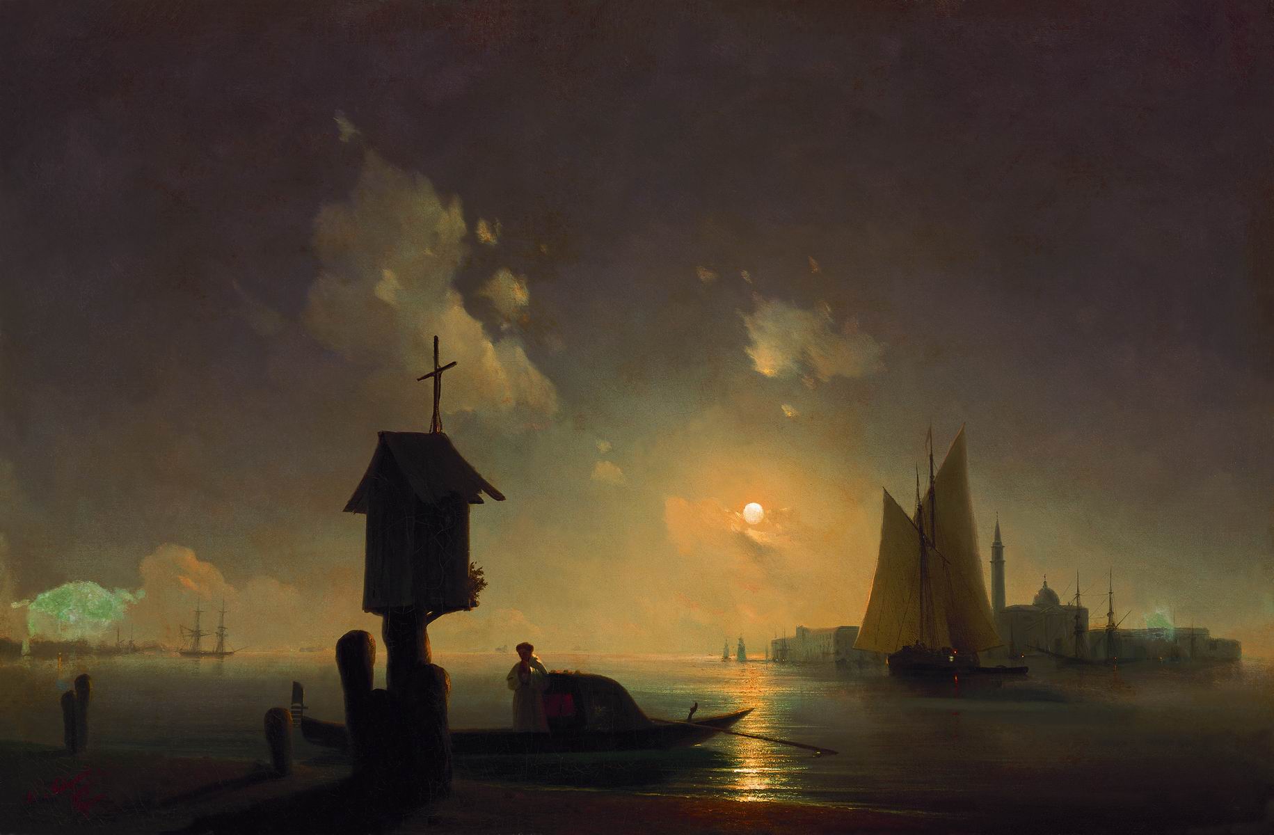 Chapel on the Sea Shore, vintage artwork by Ivan Constantinovich Aivazovsky, A3 (16x12") Poster Print