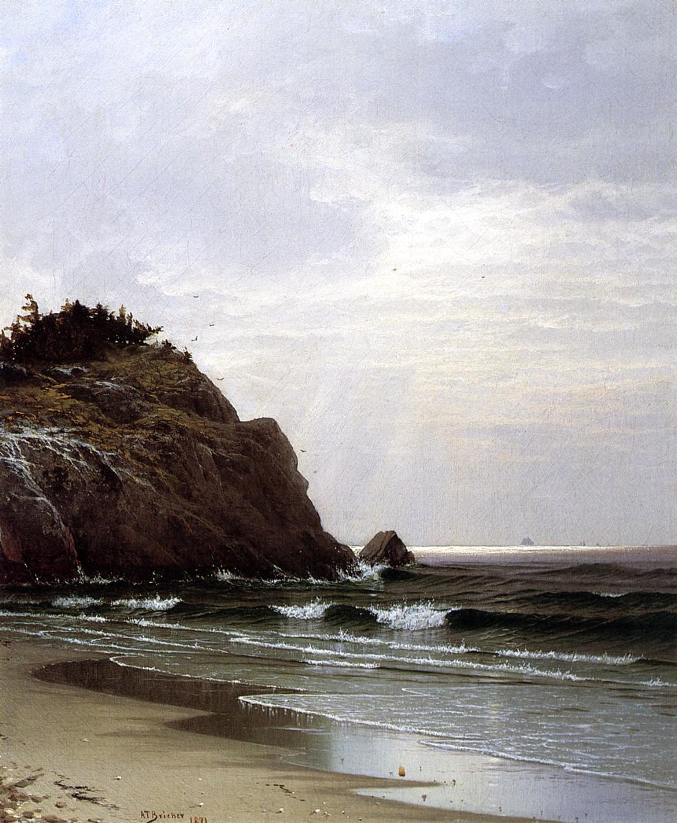 Cloudy Day, Great Head, vintage artwork by Alfred Thompson Bricher, 12x8" (A4) Poster