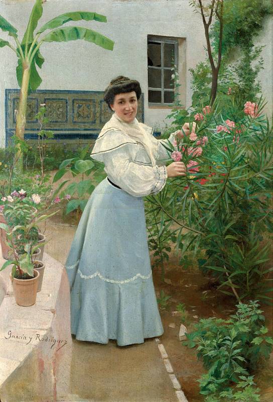 In the Patio by Manuel Garcia y Rodriguez,A3(16x12")Poster