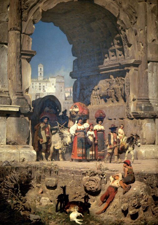 The Arch of Titus in Rom, vintage artwork by Franz von Lenbach, 12x8" (A4) Poster