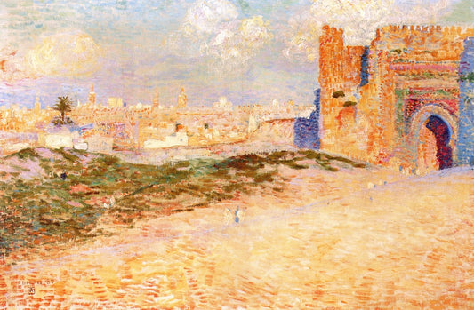 The Entrance to Monsour el Hay at Meknes, Marocco, vintage artwork by Theo van Rysselberghe, 12x8" (A4) Poster
