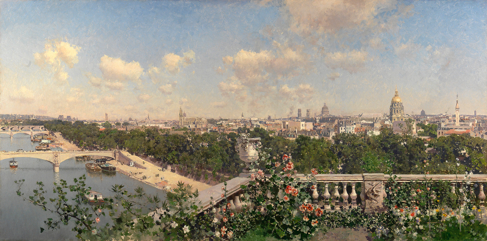 View of Paris from the Trocadero, vintage artwork by Martin Rico y Ortega, 12x8" (A4) Poster