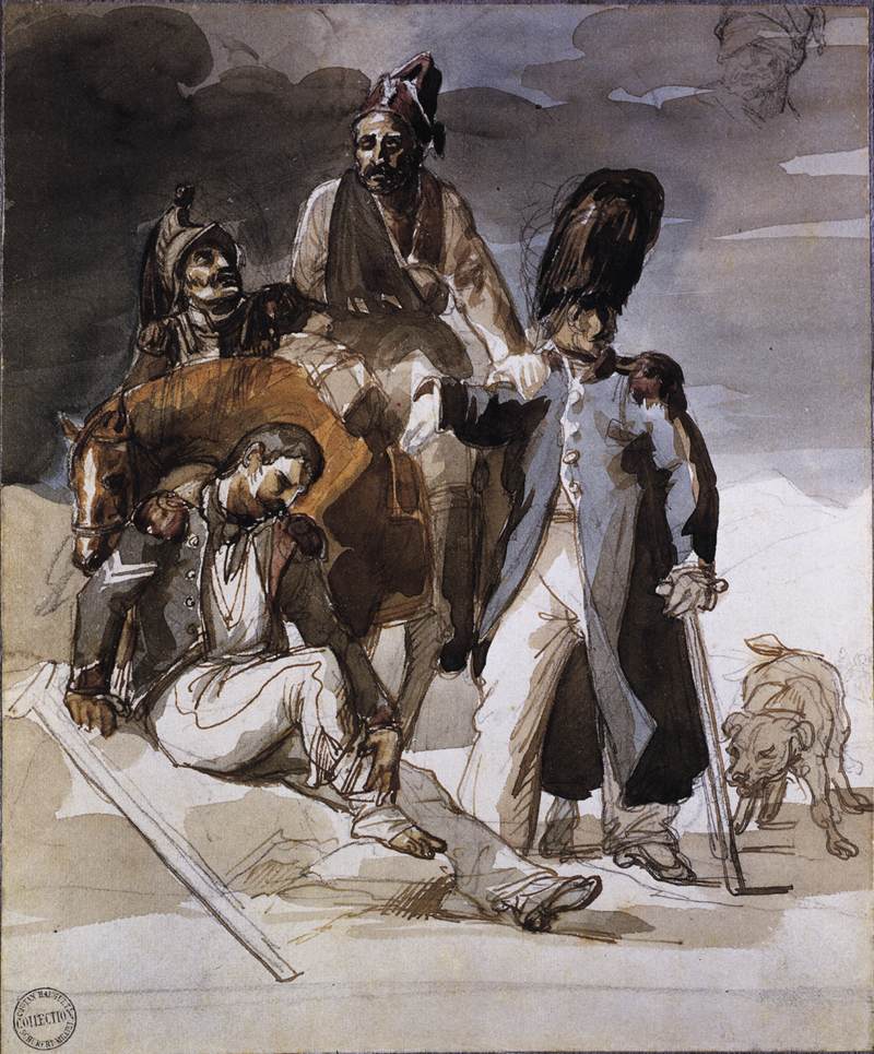 Wounded Soldiers Retrating from Russia, vintage artwork by Theodore Gericault, 12x8" (A4) Poster