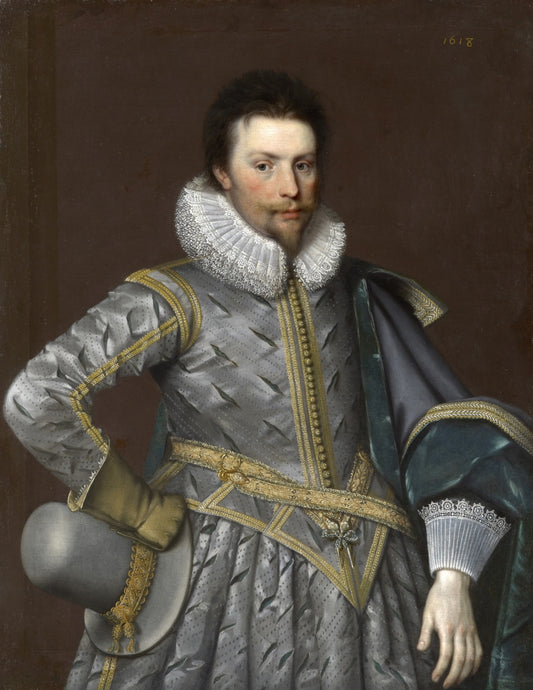 Portrait of Sir Rowland Cotton, vintage artwork by Paulus van Somer I, 12x8" (A4) Poster
