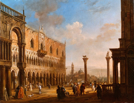 The Doge’s Palace, Venice, vintage artwork by Giovanni Migliara, 12x8" (A4) Poster