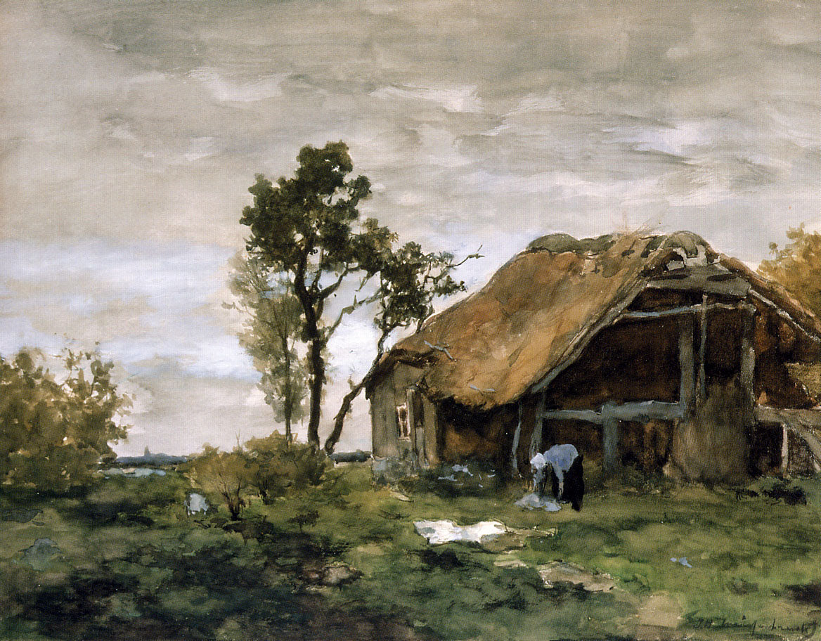 The bleach, vintage artwork by Johan Hendrik Weissenbruch, 12x8" (A4) Poster