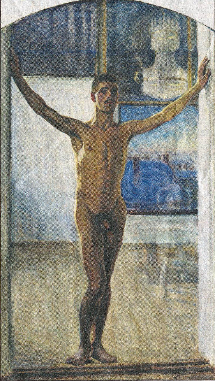 Nude young man, vintage artwork by Eugene Jansson, 12x8" (A4) Poster