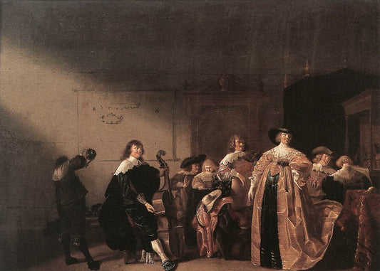 A Party Scene, vintage artwork by Anthonie Palamedesz, 12x8" (A4) Poster