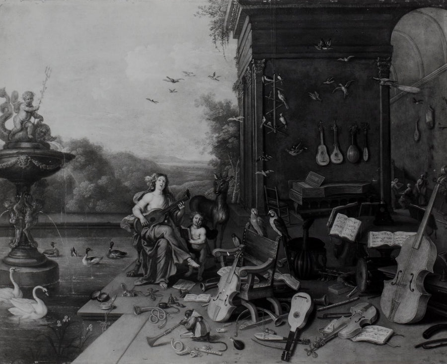 Allegorie de la musique, vintage artwork by Jan van Kessel the Elder, 12x8" (A4) Poster
