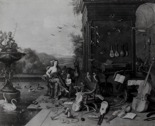 Allegorie de la musique, vintage artwork by Jan van Kessel the Elder, 12x8" (A4) Poster