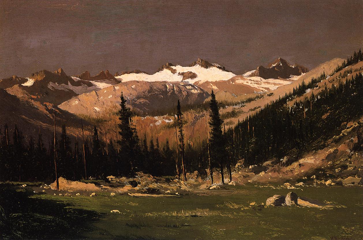 Mount Lyell above Yosemite, vintage artwork by William Bradford, 12x8" (A4) Poster