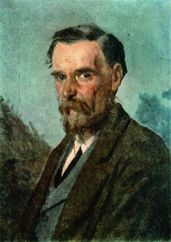 Portrait of N.I. Rybakov, vintage artwork by Nikolai Vasilevich Nevrev, 12x8" (A4) Poster