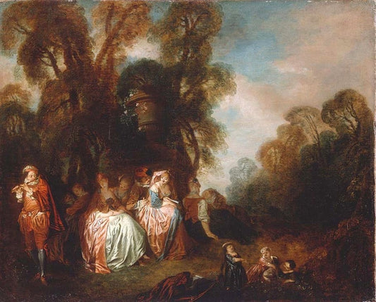 Pastoral Concert, vintage artwork by Nicolas Lancret, 12x8" (A4) Poster