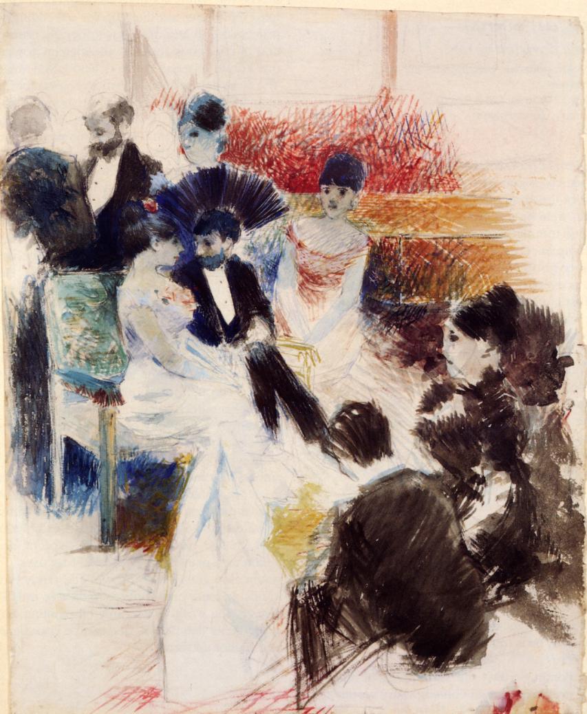 Parisian Salon, vintage artwork by Jean-Louis Forain, 12x8" (A4) Poster