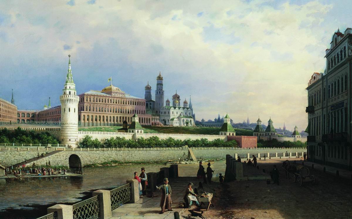 View of the Moscow Kremlin, vintage artwork by Piotr Petrovitsch Vereshchagin, 12x8" (A4) Poster