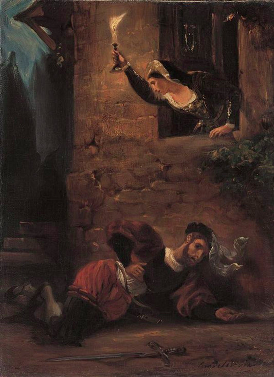 Dying Valentin, vintage artwork by Eugène Delacroix, A3 (16x12") Poster Print
