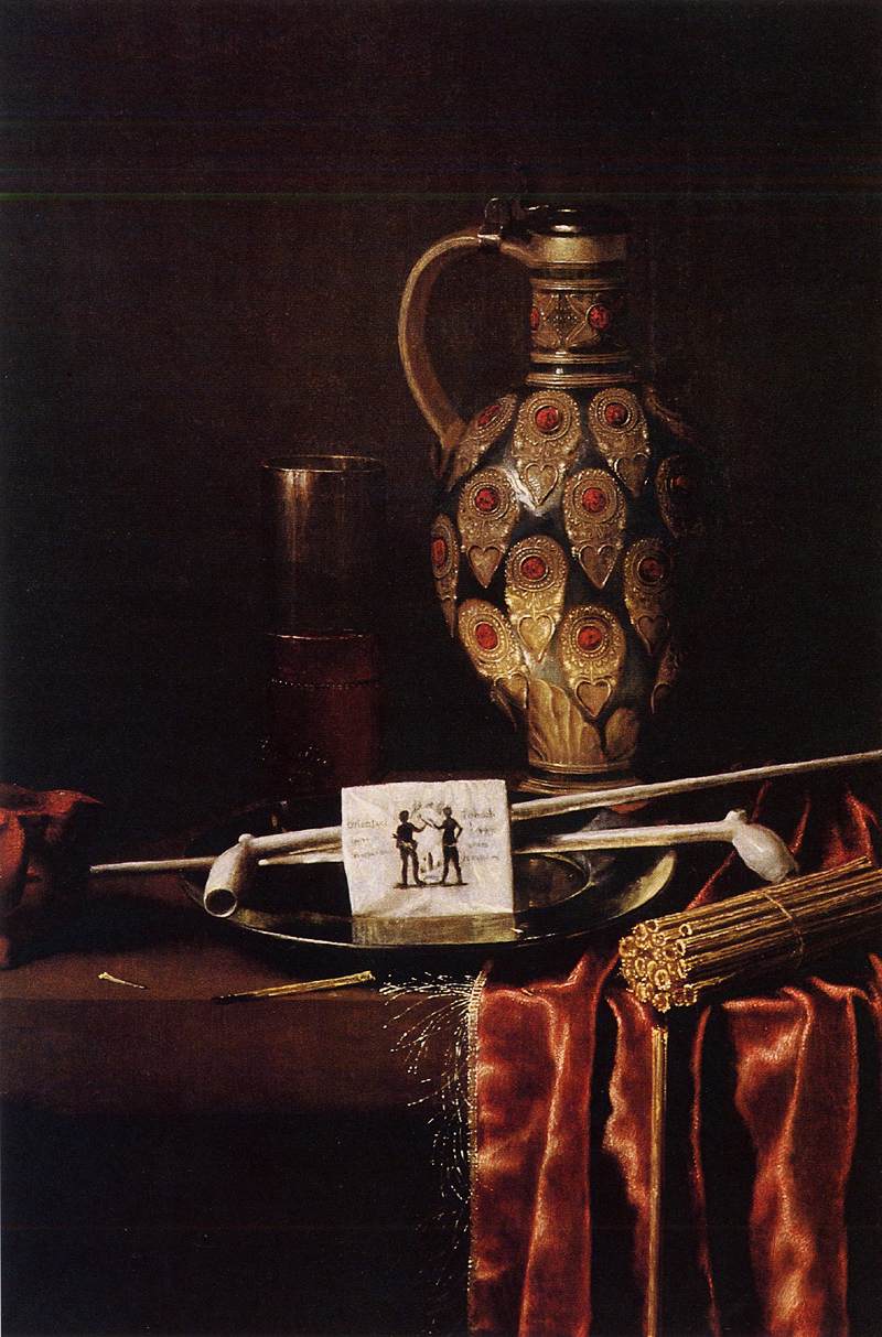 Smoker Still Life, vintage artwork by Hubert van Ravesteyn, 12x8" (A4) Poster
