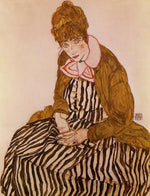 Edith Schiele, Seated, vintage artwork by Egon Schiele, 12x8" (A4) Poster