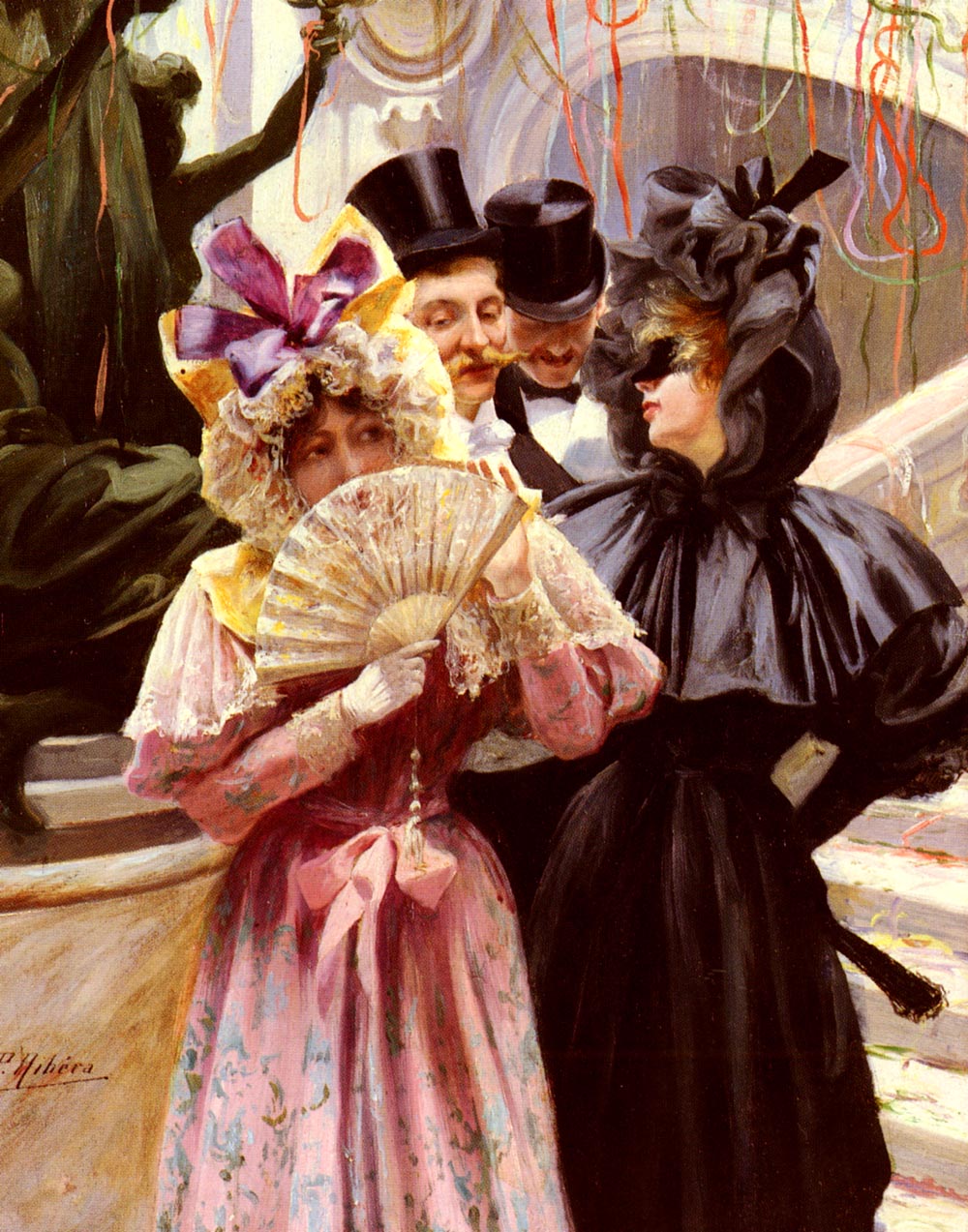 Leaving the Ball at L´Opera de Paris, vintage artwork by Pedro (Pierre) Ribera, 12x8" (A4) Poster