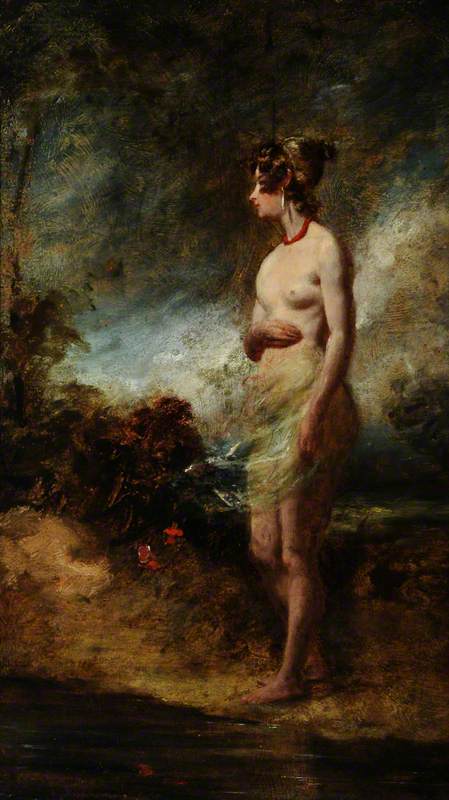 Female Nude Standing in the Open, vintage artwork by Attributed to William Etty, A3 (16x12") Poster Print