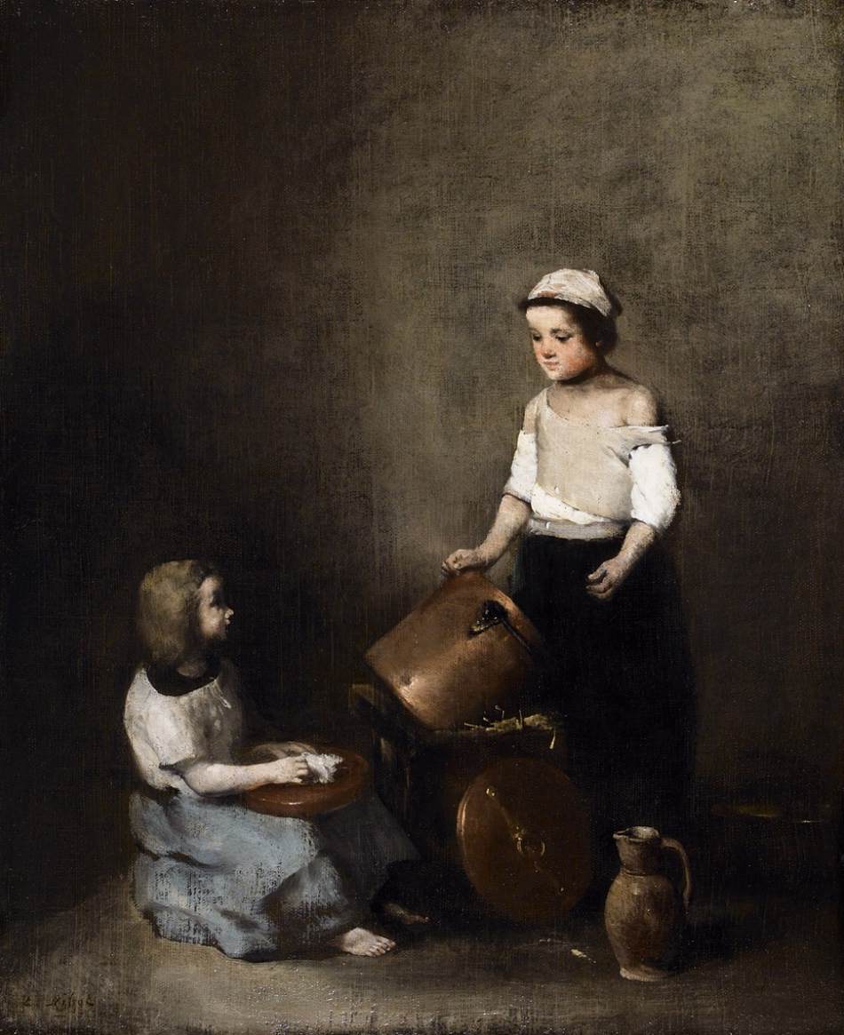 The Little Scrubbers, vintage artwork by Theodule-Augustin Ribot, 12x8" (A4) Poster