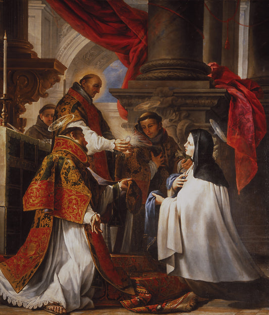 The Communion of Saint Theresa, vintage artwork by Juan Martín Cabezalero, 12x8" (A4) Poster