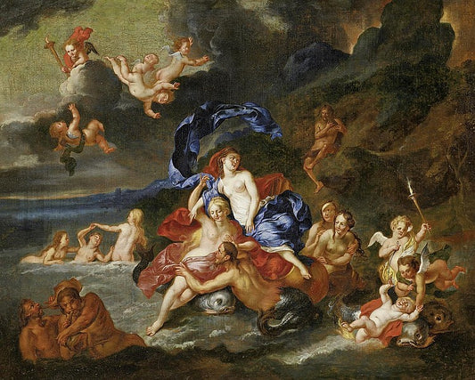 Acis and Galatea, vintage artwork by Attributed to Antoine Coypel II, 12x8" (A4) Poster