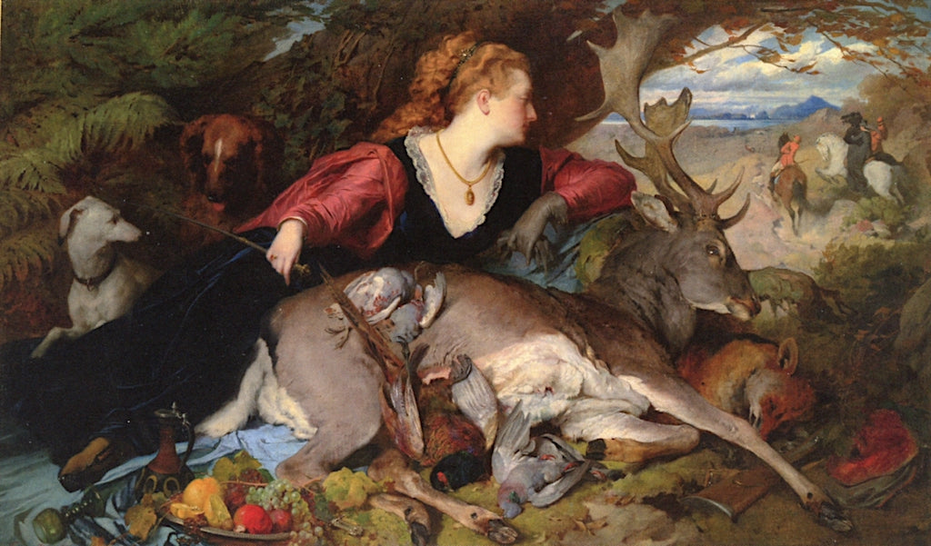 Diana amongst the Spoils of the Hunt, vintage artwork by Ferdinand Keller, 12x8" (A4) Poster